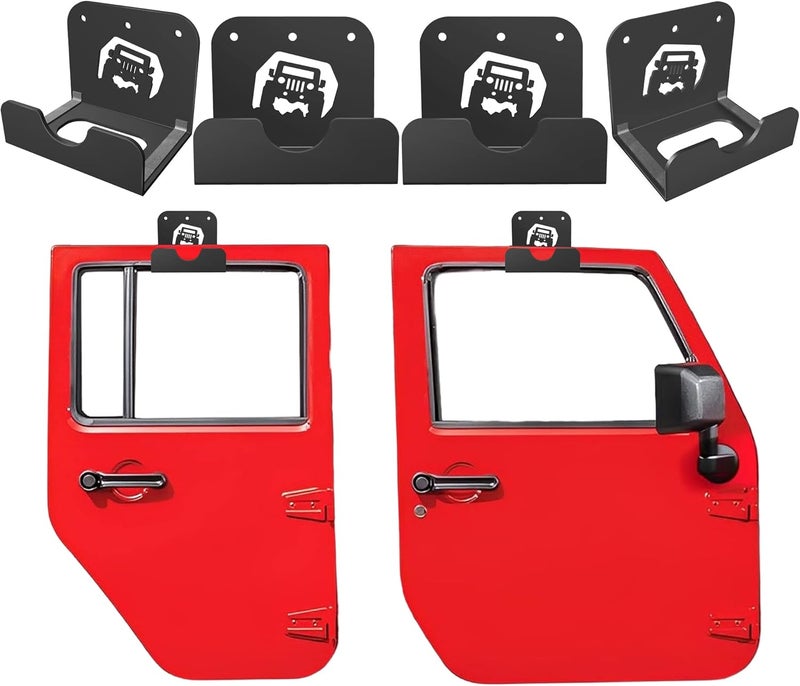 WIPHANY Tunnel Car Pattern Detachable Door Hanger with Rubber Wall Mount Door Hanger Storage Holder Bracket Rack On Garage 4 PCS - Image 1